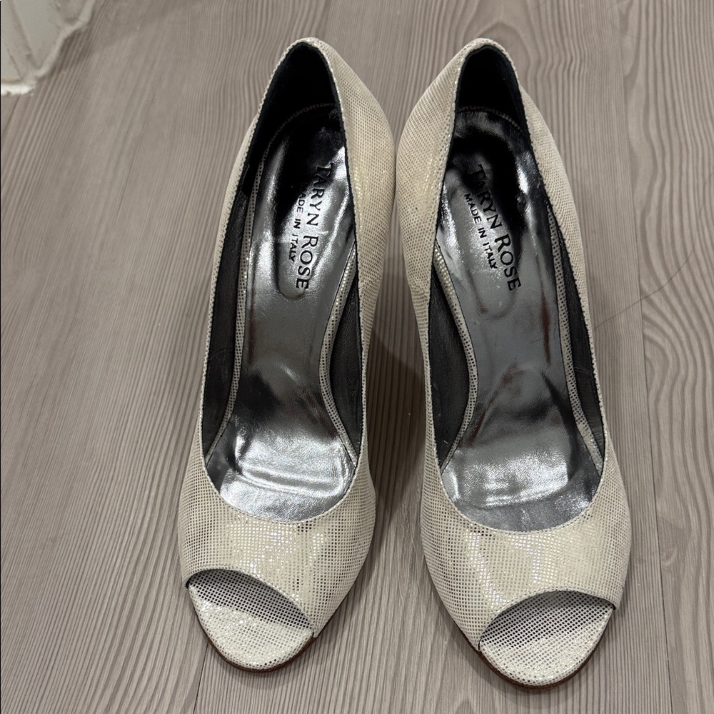 Taryn Rose Cream Peep Toe Heels
